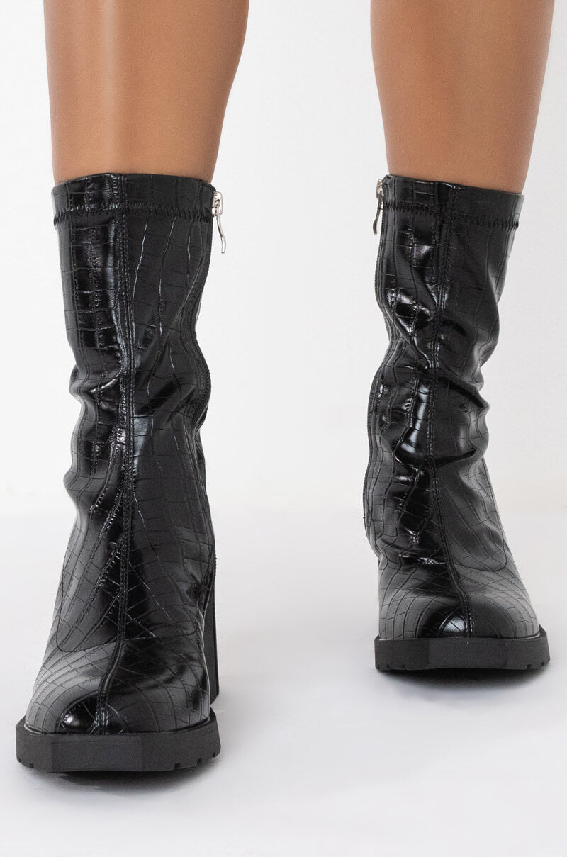 Back View Azalea Wang Light It Up Chunky Bootie In Black