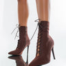 Front View Azalea Wang Light Me Up Stiletto Bootie In Brown