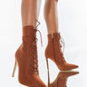 Front View Azalea Wang Light Me Up Stiletto Bootie In Rust