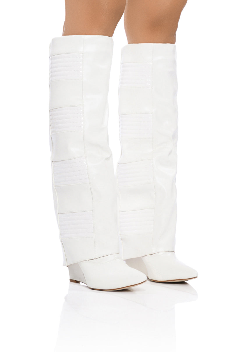 Front View Azalea Wang Like Rain In The Sun Wedge Boot In White