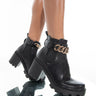 Front View Azalea Wang Lock It Down Chunky Bootie In Black