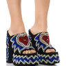 Front View Azalea Wang Logan Embellished Chunky Sandal In Multi