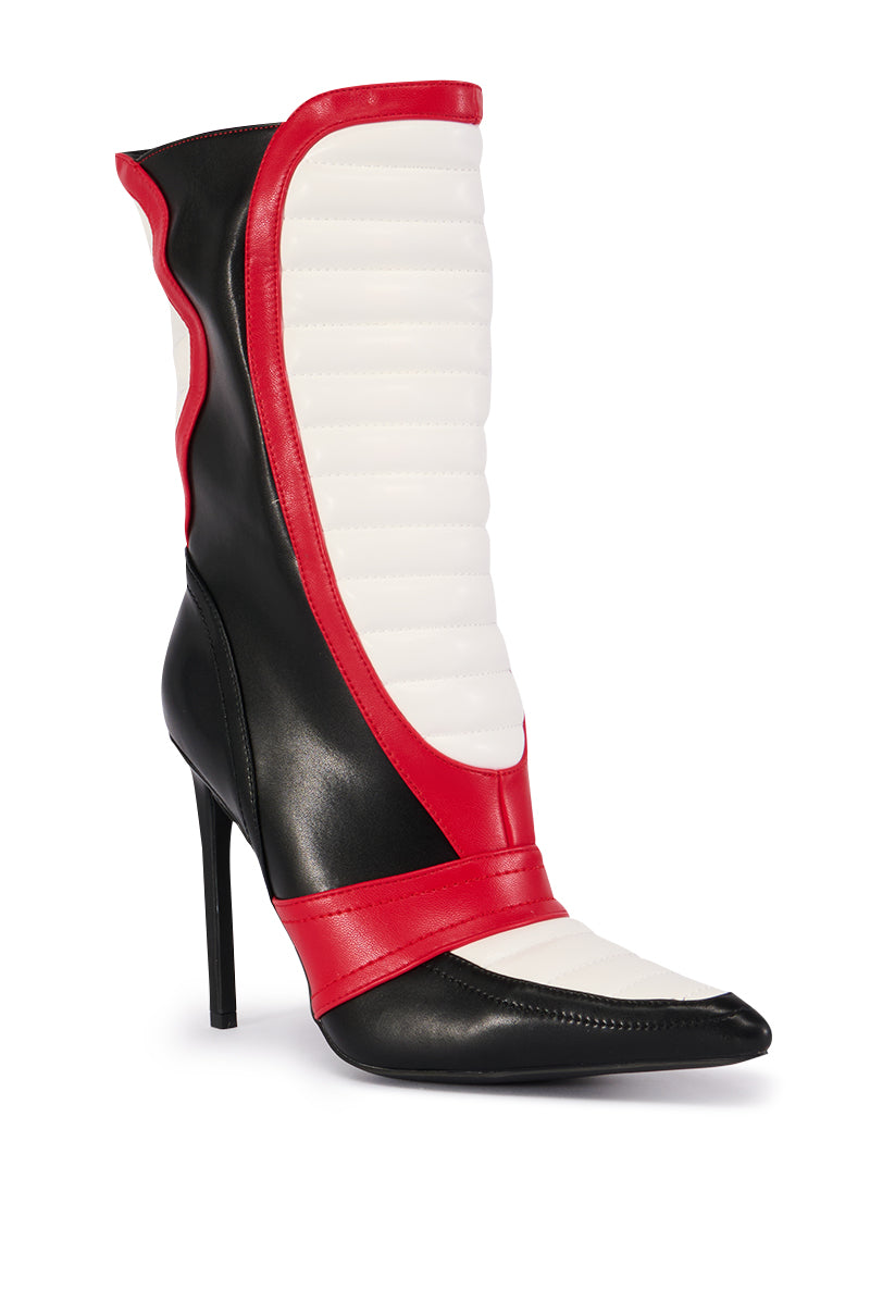 Back View Azalea Wang Loredana Black Racer Colorblocked Bootie view 7