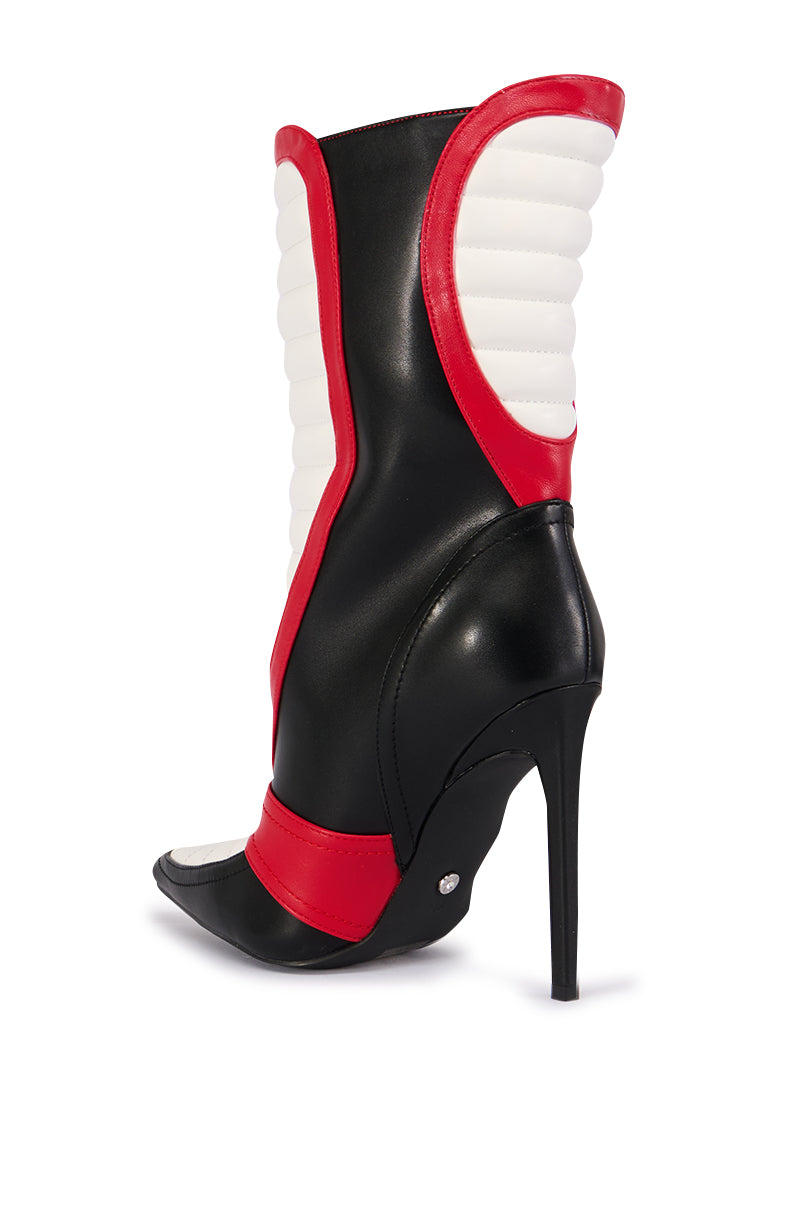 Detail View Azalea Wang Loredana Black Racer Colorblocked Bootie view 8