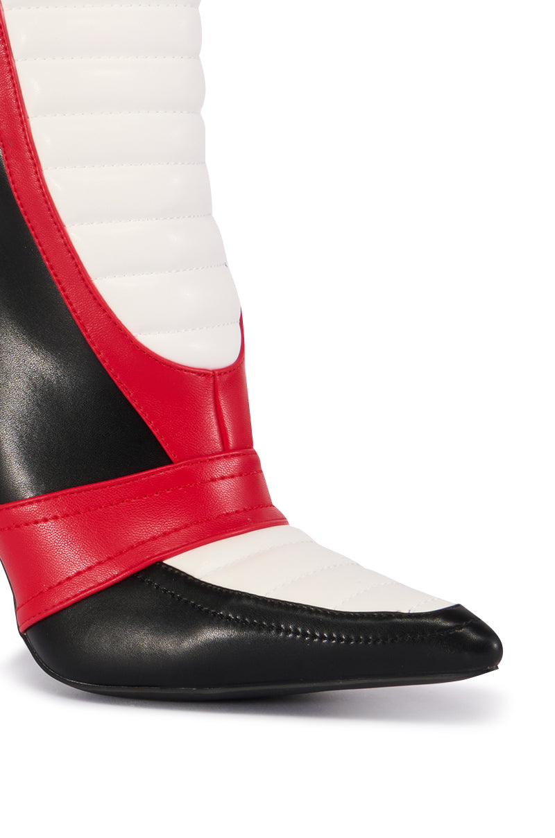 Full View Azalea Wang Loredana Black Racer Colorblocked Bootie view 9