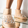 Front View Azalea Wang Lost In Your Eyes Flat Bootie In Taupe in Taupe