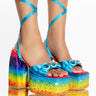 Front View Azalea Wang Loud And Proud Chunky Sandal In Rainbow