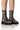 Front View Azalea Wang Luciano Silver Embellished Gladiator Sandal In Black