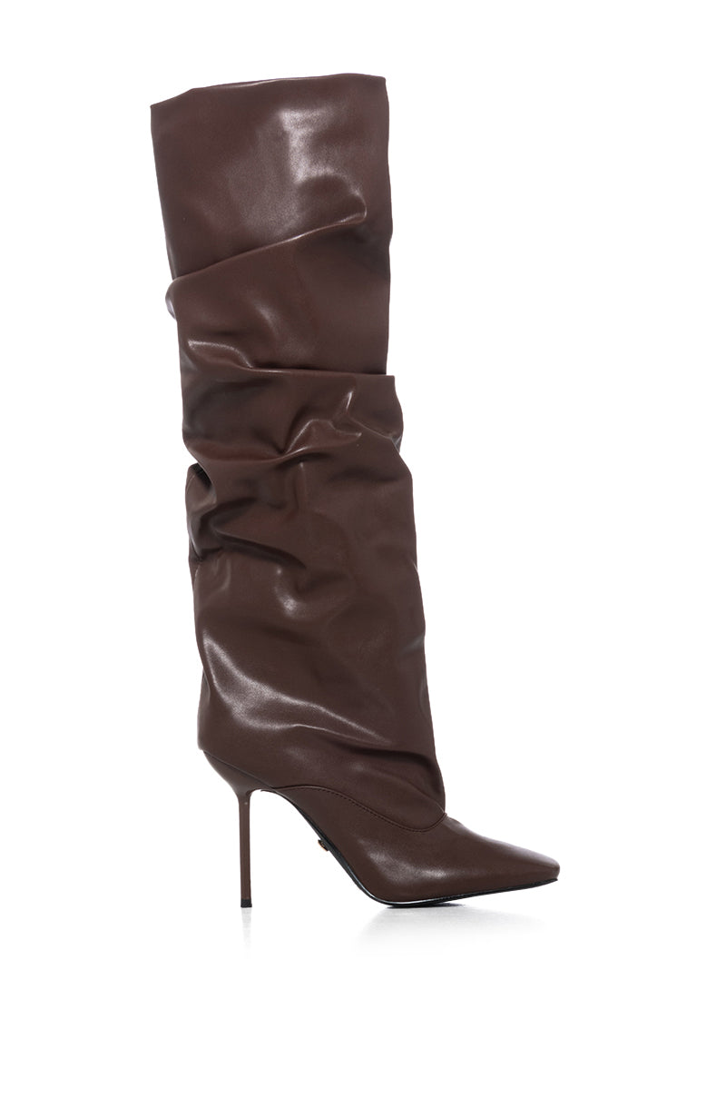 Side View Azalea Wang Lychee Brown Slouch Boot