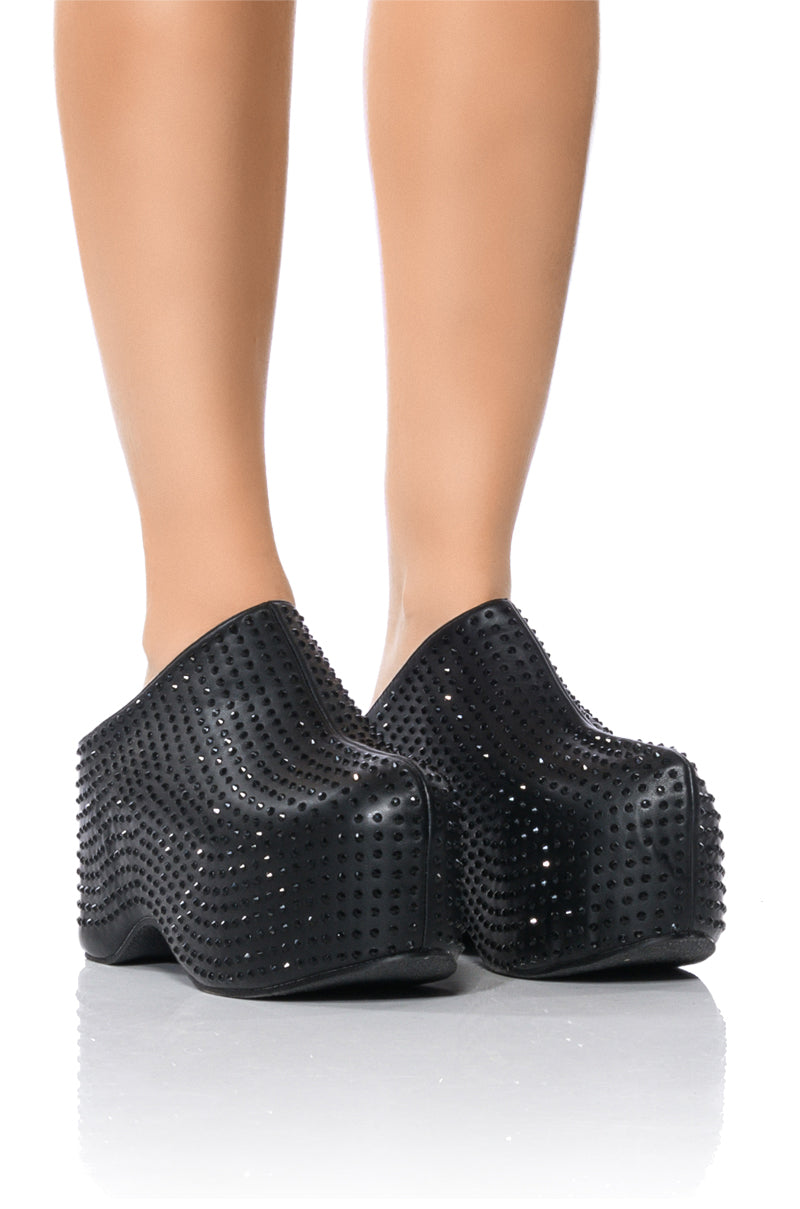 Front View Azalea Wang Macey Embellished Clog In Black 4
