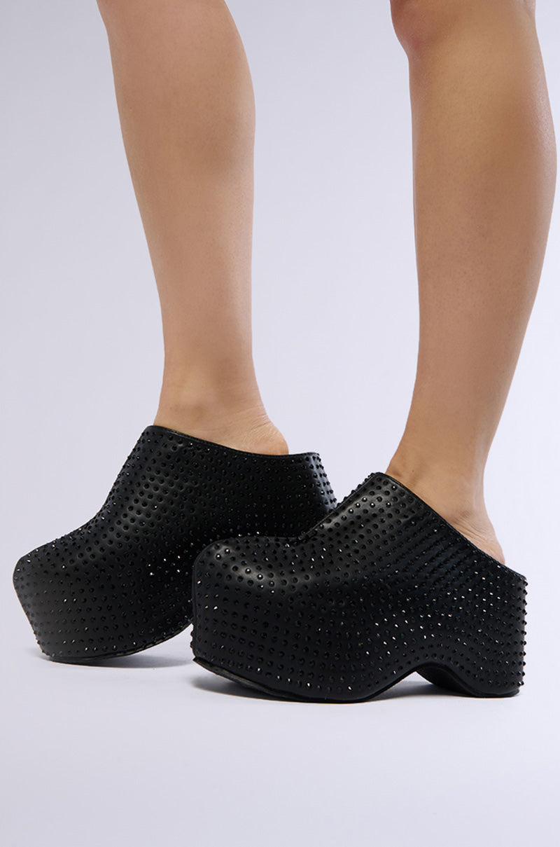 Front View Azalea Wang Macey Embellished Clog In Black 0