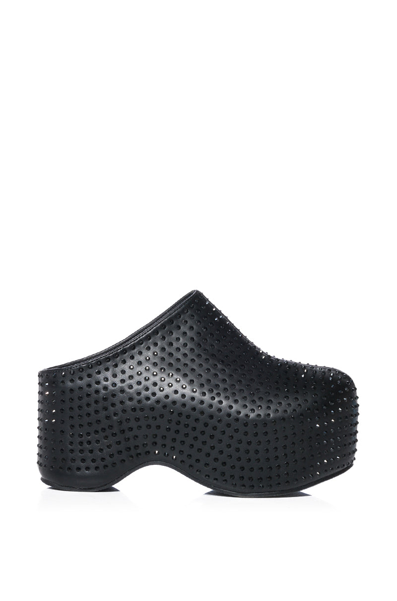 Side View Azalea Wang Macey Embellished Clog In Black 5