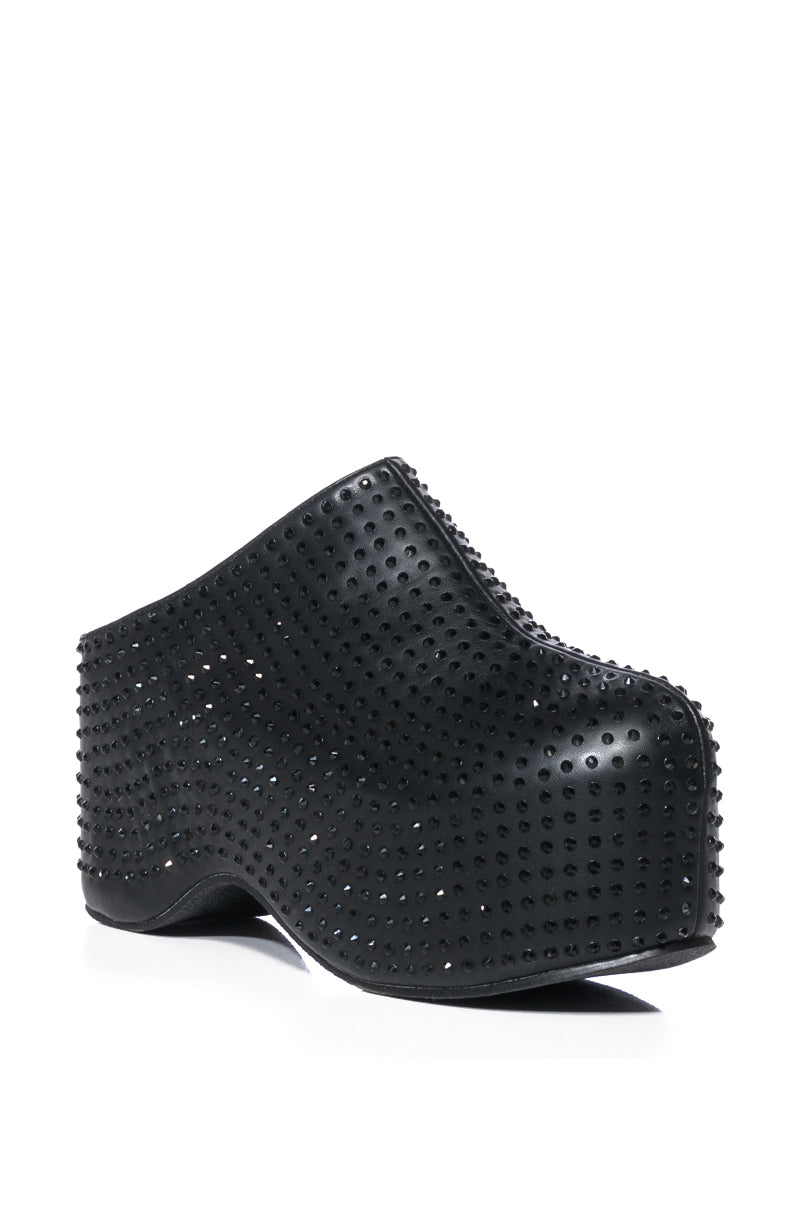Back View Azalea Wang Macey Embellished Clog In Black 6