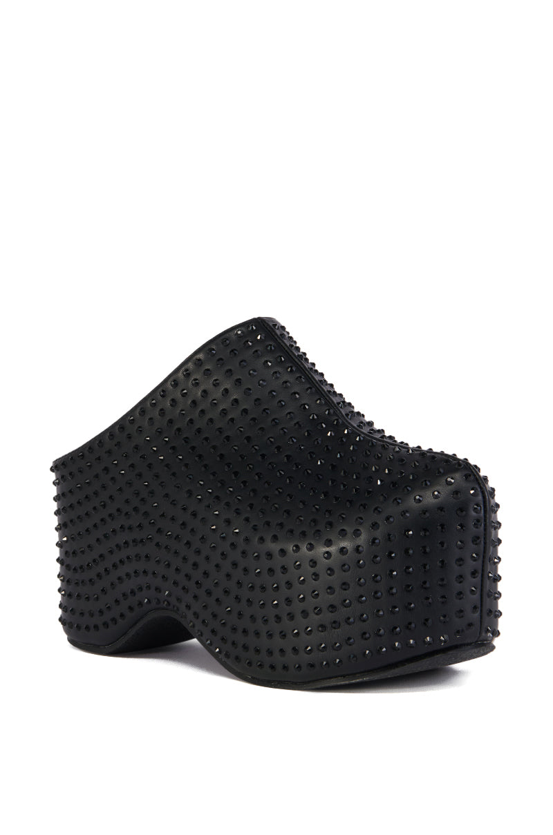 Back View Azalea Wang Macey Embellished Clog In Black 1