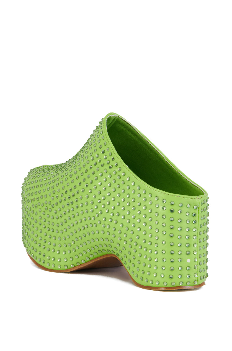 Detail View Azalea Wang Macey Embellished Clog In Green