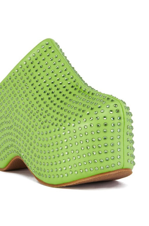 Full View Azalea Wang Macey Embellished Clog In Green