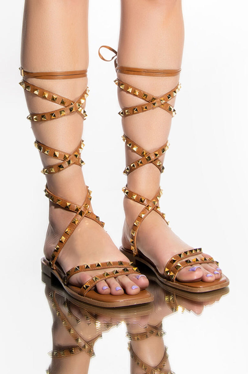 AZALEA WANG MADE FOR WALKING FLAT SANDAL IN TAN view 0