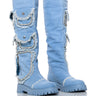 Front View Azalea Wang Madhu Denim Pocket Detail Boot