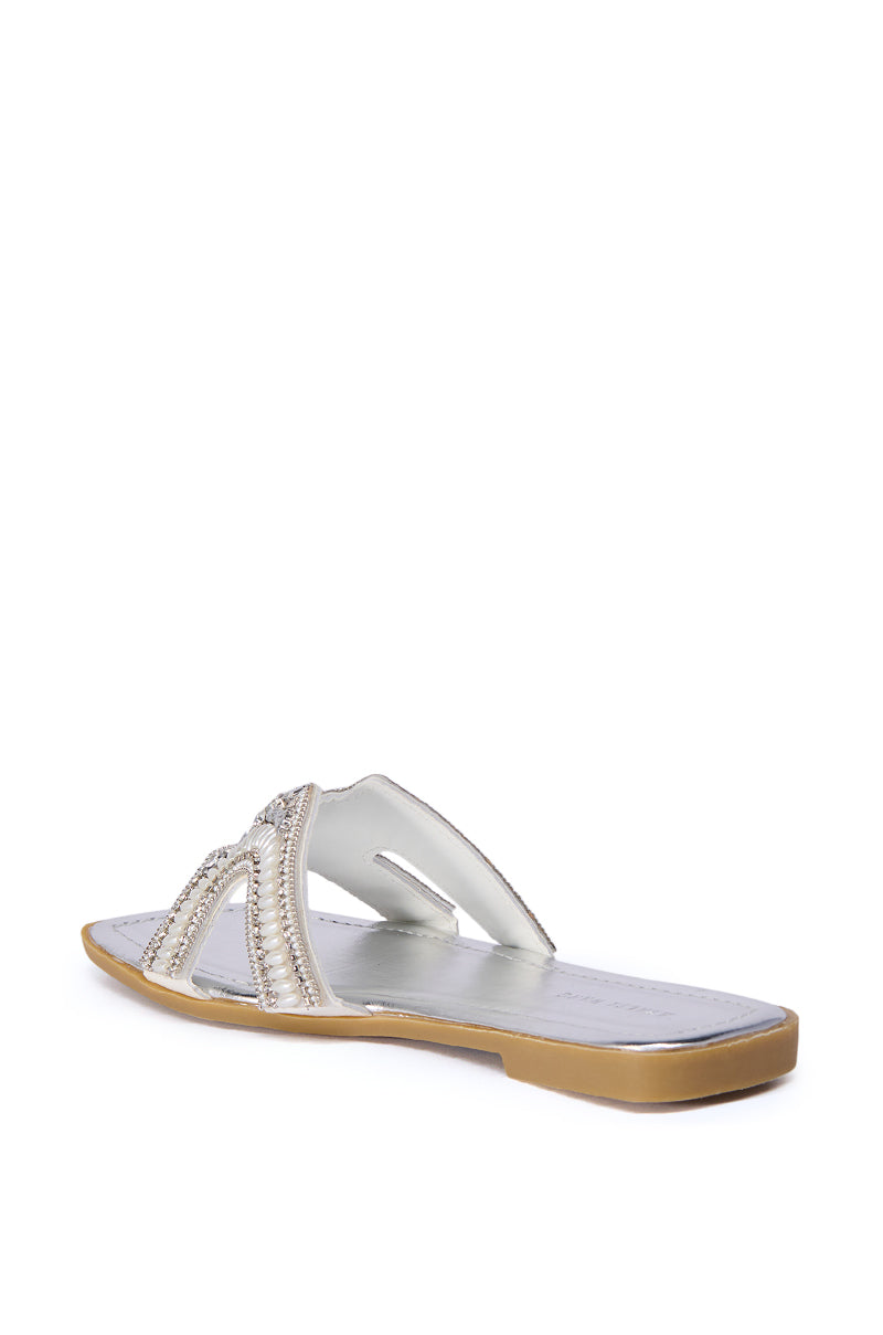 Full View Azalea Wang Madiha Silver Embellished Flat Sandal