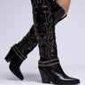 Front View Azalea Wang Maitia Black Embellished Western Boot