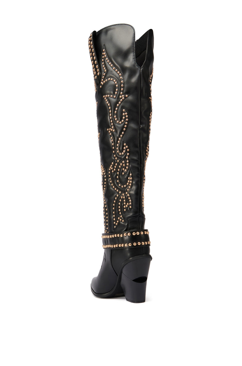 Detail View Azalea Wang Maitia Black Embellished Western Boot