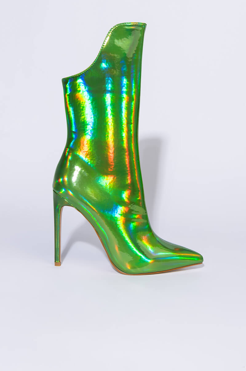 Back View Azalea Wang Make My Heart Skip A Beat Stiletto Bootie In Green 8