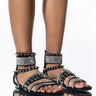 Front View Azalea Wang Makin Me Crazy Flat Sandal In Black