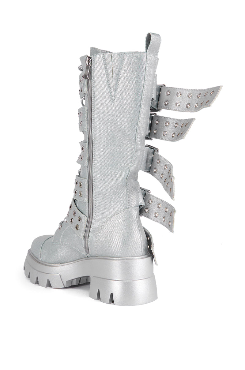 Detail View Azalea Wang Mansi Silver Buckle Detail Boot