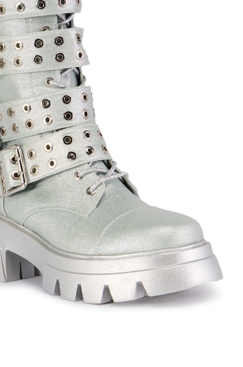 Full View Azalea Wang Mansi Silver Buckle Detail Boot