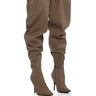 Front View Azalea Wang Mantis Baggy Thigh High Boot In Khaki