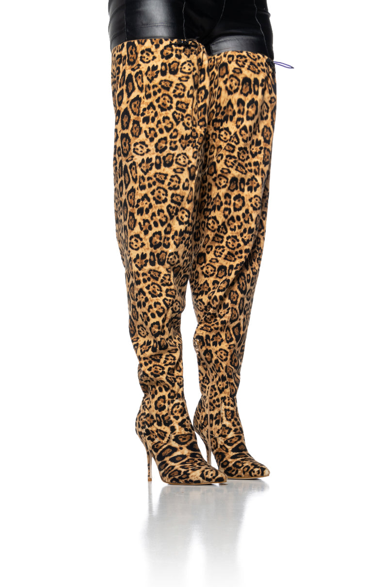AZALEA WANG MANTIS BAGGY THIGH HIGH BOOT IN LEOPARD view 0