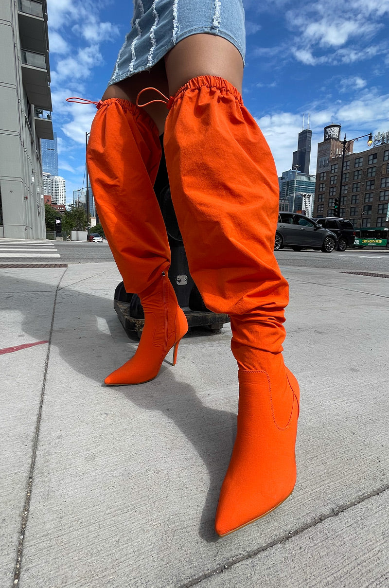 Extra View Azalea Wang Mantis Baggy Thigh High Boot In Orange 8