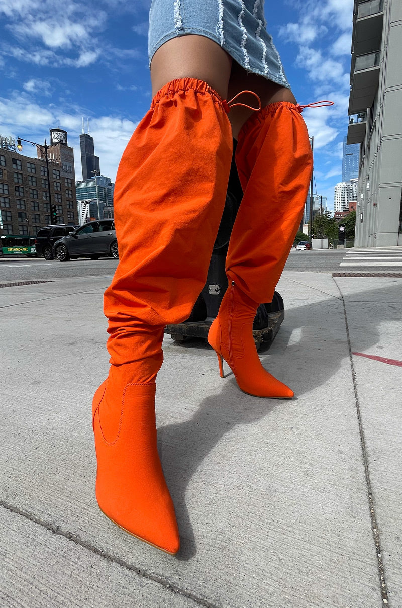 Extra View Azalea Wang Mantis Baggy Thigh High Boot In Orange 7