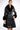 Front View Azalea Wang Marbolo Pu Trench With Faux Fur Trim In Black