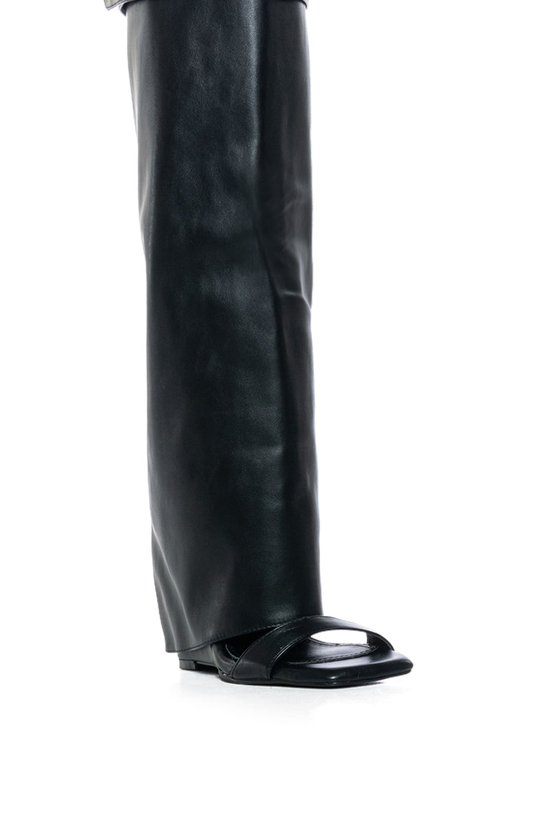Full View Azalea Wang Marietta Fold Over Open Toe Sandal Boot In Black