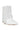 Back View Azalea Wang Marina Rhinestone Studded Fold Over Wedge Bootie In White