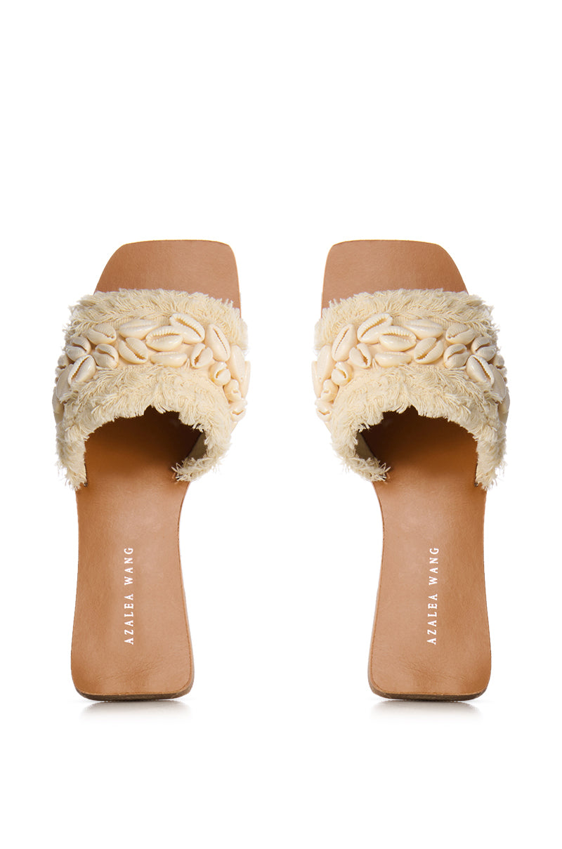 Side View Azalea Wang Marisa Sea Shell Detail Sandal