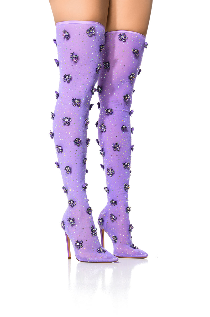 AZALEA WANG MARLOWE PURPLE EMBELLISHED FLOWER BOOT view 0