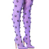 Front View Azalea Wang Marlowe Purple Embellished Flower Boot