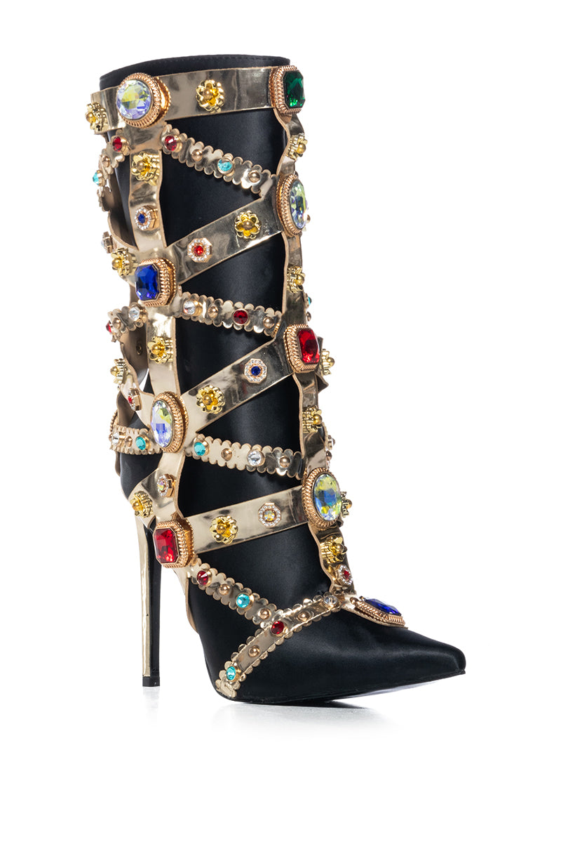 Back View Azalea Wang Martinez Embellished Bootie In Black