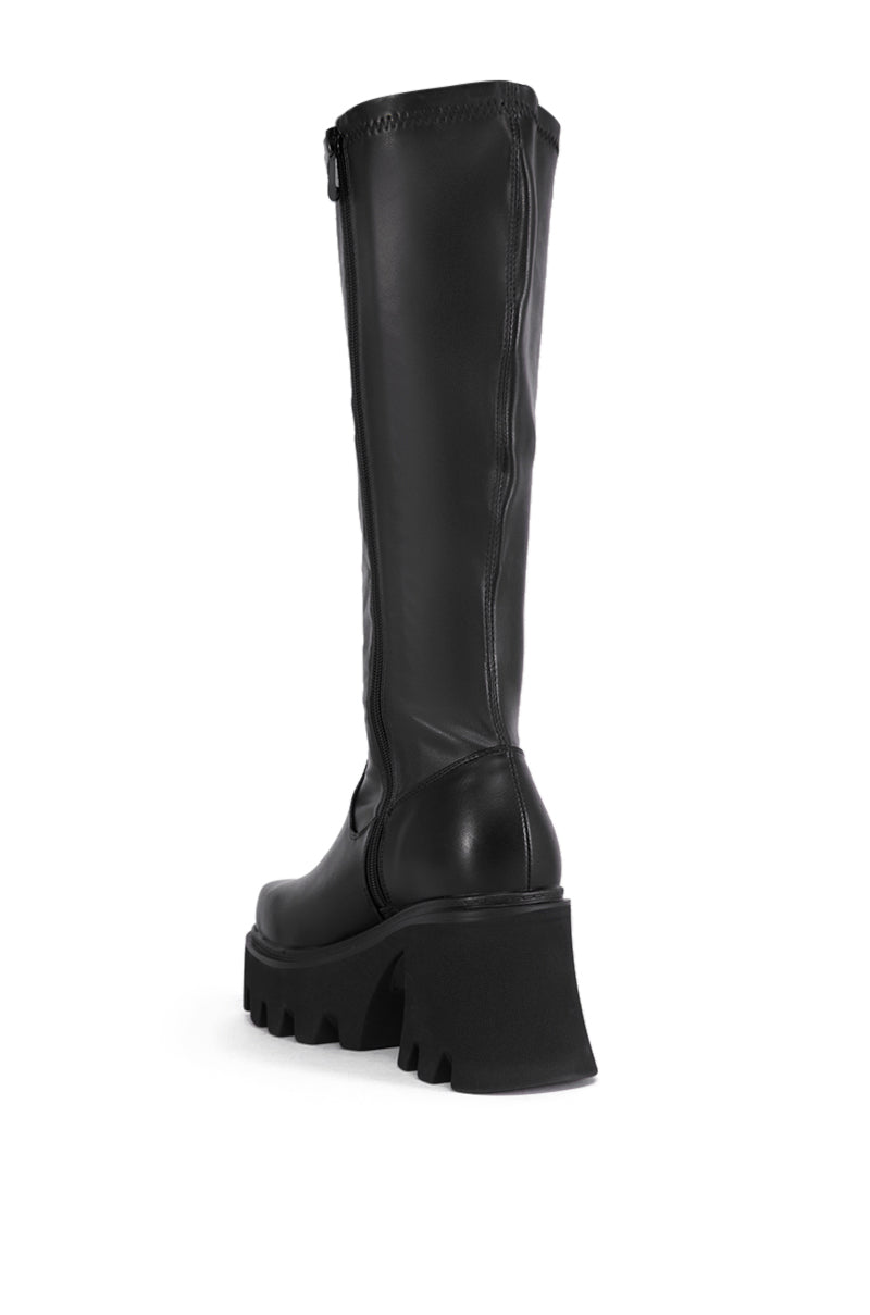 Detail View Azalea Wang Marwa Black Chunky Stretch Boot