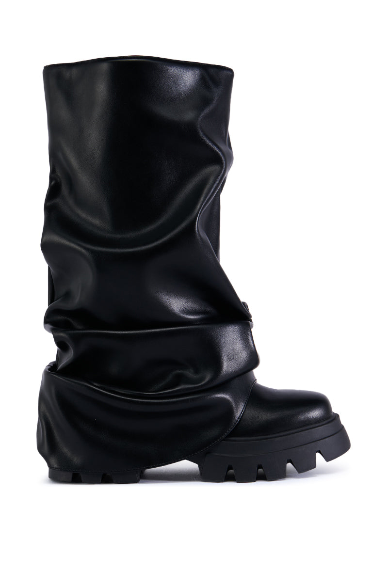 Back View Azalea Wang Mate Black Ruched Boot