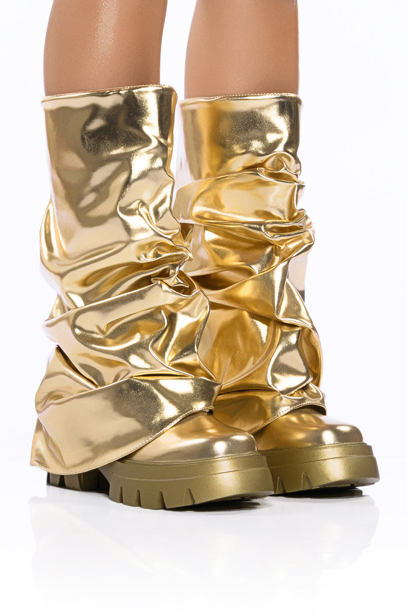 AZALEA WANG MATE METALLIC MID CALF BOOT IN GOLD view 0