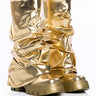 Front View Azalea Wang Mate Metallic Mid Calf Boot In Gold