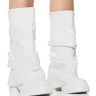 Front View Azalea Wang Mate Mid Calf Boot In White