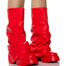 Front View Azalea Wang Mate Ruched Boot In Red