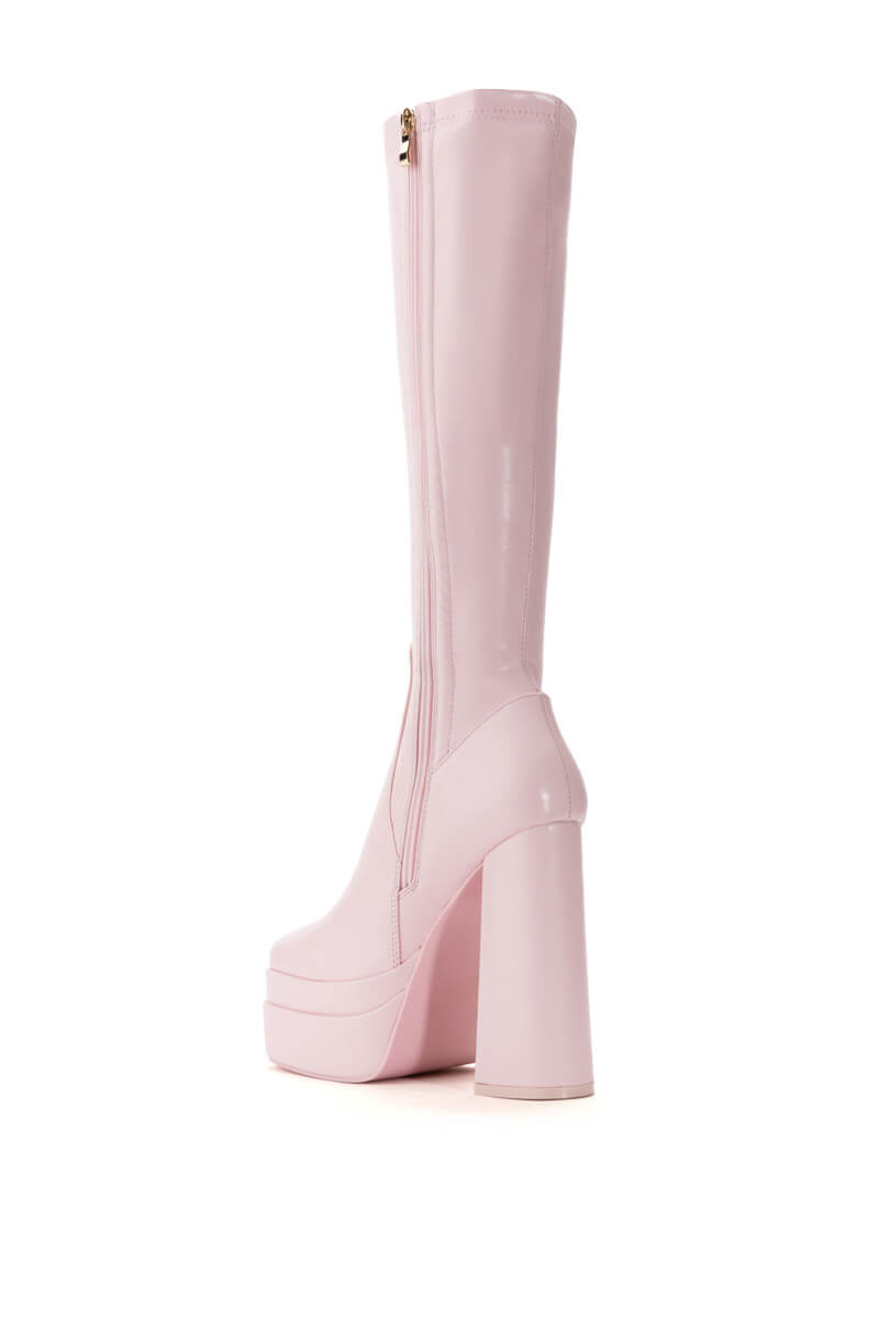 Detail View Azalea Wang Maxine Chunky Platform Boot With 4 Way Stretch In Pink