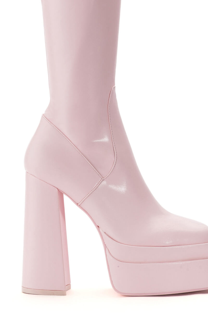 Full View Azalea Wang Maxine Chunky Platform Boot With 4 Way Stretch In Pink