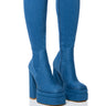 Front View Azalea Wang Maxine Denim Chunky Boot