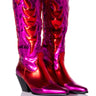 Front View Azalea Wang Mazie Chunky Western Boot In Pink